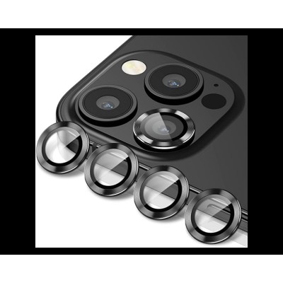 Set Folie Sticla Camera Individuala, Compatibila Cu IPhone 15 Pro / 15 Pro Max, Black
